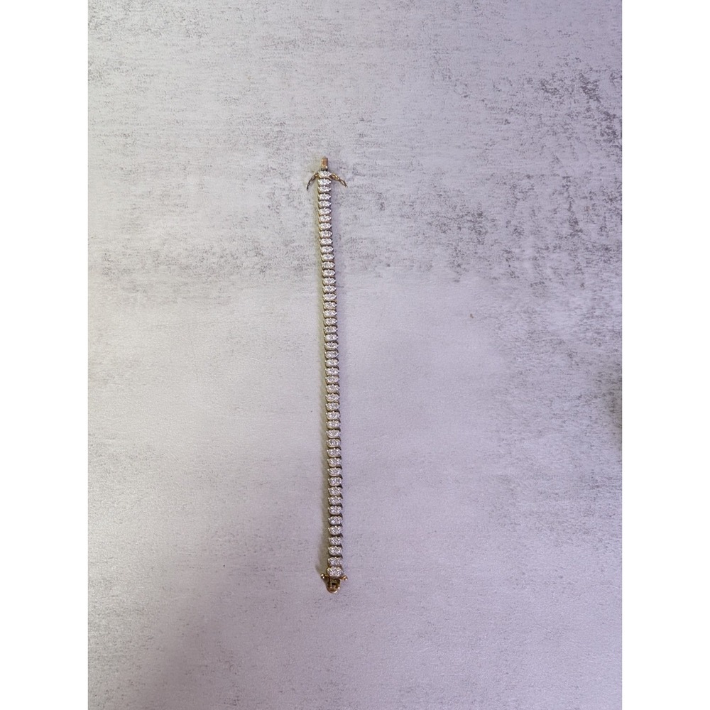 Vintage Gold Tone 925 RSE Sterling Silver Diamond Tennis Bracelet 7.5" 15 grams